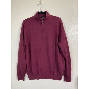 Fairway & Greene Italian Merino Wool Burgundy Quarter Zip Sweater Size Medium